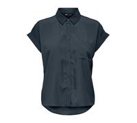 ONLY Onlhannover Life S/S Shirt WVN Haut décontracté à Manches Courtes avec Fermeture à Boutons, Bleu foncé, S Femmes
