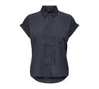 ONLY Onlhannover Life S/S Shirt WVN Haut décontracté à Manches Courtes avec Fermeture à Boutons, Bleu foncé, M Femmes