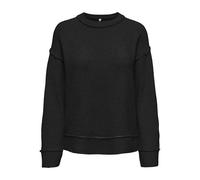 ONLY Onlhazel Ls Détail O-Neck BF KNT, Noir, XS Femme