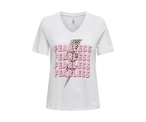 ONLY Onlhenny Life Reg S/S V-Neck Top Box JRS, Blanc éclatant., L