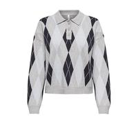 ONLY Onlibi Ls Check Polo CC KNT, Gris Clair chiné, XL Femme