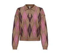 ONLY Onlibi Ls Check Polo CC KNT, Toasted Coconut, M Femme