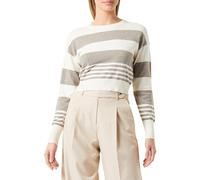 ONLY Onlibi LS Crop O-Neck CC KNT Sweater, Whitecap Gris/Rayures : chiné/Noyer, M Femme