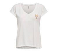Only Onlimelda Life S/S Vneck Beads Top Csjrs, Cloud Dancer, L Femmes