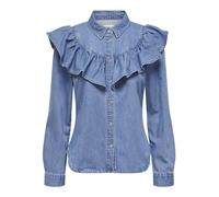ONLY Onlindigo Ls Frill DNM T-Shirt Qyt Noos, Denim Bleu médium, L Femmes