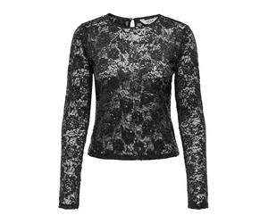 ONLY Onlinnia Ls Lace Sequin Top WVN, Noir, S Femmes