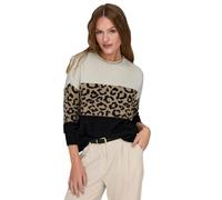 ONLY Onljade Animal Ls O-Cou CC KNT Sweater, Moonbeam/Pattern:Black/Toasted Coconut, S Femme