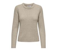 ONLY Onljeanett Life L/S Rib O-Neck CC KNT Pull en Tricot, Humus/détail : mélangé, M Femme