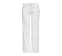 ONLY ONLJULLES Jean pour femme avec jambes larges Taille basse Coupe large, Blanc/denim, 30W / 30L