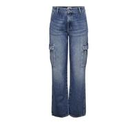 ONLY Onljune High Waisted Cargo DNM MBD Dot Jeans, Denim Bleu médium, 30W x 30L Femme