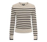 ONLY Onlkalana Ls O-Neck KNT Sweater, Casquette Blanche Gris/Rayures : Noir, M Femme