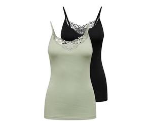 Only Onlkira Life Lace Lot de 2 débardeurs pour Femme Noos Sauge du désert/Noir, Taille S, Desert Sage/Pack:Desert Sage/Black, S
