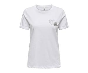 ONLY Onlkita Life Lux Icon S/S Print Top JRS, Blanc éclatant., S