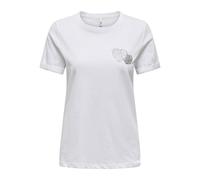 ONLY Onlkita Life Lux Icon S/S Print Top JRS, Blanc éclatant, XS Femmes