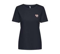 ONLY Onlkita Life S/S Logo Top Noos T-Shirt, Ciel Nocturne/imprimé : cœur doré Rose pailleté, XS Femmes