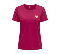 Only Onlkita Life S/S Logo Top Noos T-Shirt, Granité/Impression : Or pailleté Heart, Small Femmes