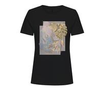 ONLY Onlkita Reg S/S Mix Top Box CS JRS Ex. T-Shirt, Noir/imprimé : Feuille d'amour, M Femme