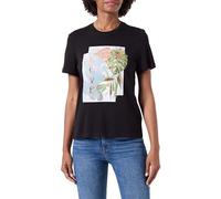 ONLY Onlkita Reg S/S Mix Top Box CS JRS Ex T-Shirt pour Femme, Noir/imprimé : Feuille d'amour, S