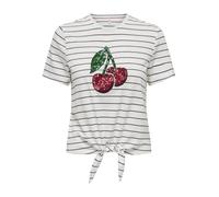 ONLY Onlkita S/S Fruit Knot Top Box JRS T-Shirt, Blanc, S Femmes