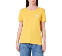ONLY Onlkita S/S Logo Top Noos T-Shirt, Golden Rod/imprimé : cœur argenté pailleté, S Femme
