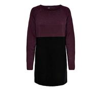 ONLY Onllillo L/S Dress KNT Noos Robe, Windsor Wine/Stripes : Noir, S Femme