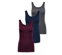 ONLY Onllive Love Débardeur Noos pour Femme, Lot de 3 (Gris foncé mélangé, Pageant Blue, Port Royale), 3XL