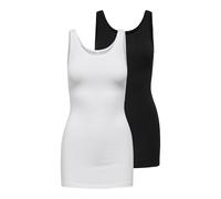ONLY Onllive Love New Long Tank Top 2PK Noos Débardeur, Noir (Black Pack:Black and White), 38 (Taille Fabricant: Medium) (Lot de 2) Femme