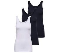 ONLY Onllive Love Noos Débardeur pour Femme, Blanc/Bleu (1 x Blanc/2 x Ciel Nocturne), L