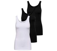 ONLY Onllive Love Noos Débardeur pour Femme, Blanc/Noir (1 x Blanc/2 x Noir), S