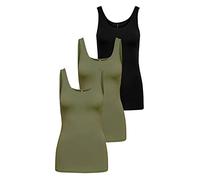 ONLY Onllive Love Noos Débardeur pour Femme, Vert/Noir (2 x Dusty Olive/1 x Black), M