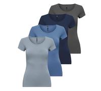 ONLY Onllive Love S/S Haut JRS à col Rond pour Femme (1 pièce), Bleu (Peacoat/Moonlight Blue/Tradewi/Magnet), S