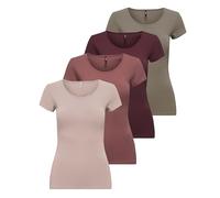 ONLY Onllive Love S/S Haut JRS à col Rond pour Femme (1 pièce), Rose (bannière Marron/Marron Rose/doré/Noyer), S
