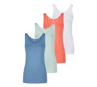 ONLY Onllive LUV Lot de 4 débardeurs en coton stretch pour femme - Coupe ajustée - Col rond - Sans manches - Couleur unie - Noir - Blanc - Beige - Rouge - Vert - Bleu marine - Tailles S, M, L, XL, XXL
