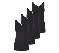 ONLY Onllive LUV Lot de 4 débardeurs en coton stretch pour femme - Coupe ajustée - Col rond - Sans manches - Couleur unie - Noir - Blanc - Beige - Rouge - Vert - Bleu marine - Tailles S, M, L, XL, XXL