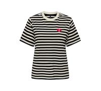 ONLY Onllivina S/S O-Neck Stripe JRS Top Box, Noir, M Femmes