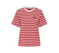 ONLY Onllivina S/S O-Neck Stripe JRS Top Box, Rouge High Risk, M Femmes