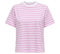ONLY Onllivina S/S Stripe Tee JRS T-Shirt, Bonbon/Rayures : Rayures Blanches, XL Femme