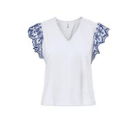 ONLY Onllou Life EMB S/S Frill Top WVN, Blanc éclatant, S Femmes