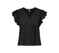 ONLY Onllou Life EMB S/S Frill Top WVN pour Femme, Noir, M