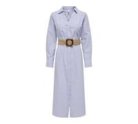 ONLY Onllova Hope Ls Shirt Midi Dress WVN Robe Chemisier, Cloud Dancer/Stripes : bel air, L Femme