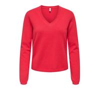 ONLY Onlloyal Life Ls Pull à col en V pour Femme KNT Nca, Mars Red, XS, Rouge Mars, XS