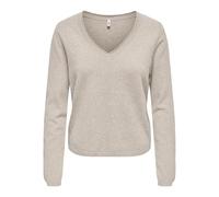 ONLY Onlloyal Life LS V-Neck Pull KNT Nca Col en V, Beige, M Femme, Beige., M
