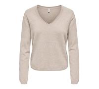 ONLY Onlloyal Life LS V-Neck Pull KNT Nca Col en V, Beige, M Femme, Beige., M