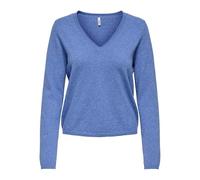ONLY Onlloyal Life LS V-Neck Pull KNT Nca Col en V, Bleu Outremer, M Femme, Bleu Outremer, M