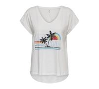 ONLY Onllucy Life S/S Haut à col en V CS JRS, Cloud Dancer, M