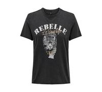 ONLY Onllucy Reg S/S Top Jrs Noos Femme Haut, Phantom/Imprimé : Rebelle Miss, S