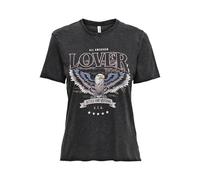 ONLY Onllucy Reg S/S Top Jrs Noos Femme T-shirt, Noir/Imprimé : Amour, XL