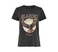 ONLY Onllucy Reg S/S Top Jrs Noos Femme T-shirt, Noir/Imprimé : Blazing, M
