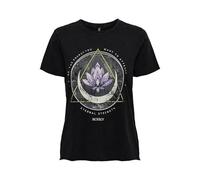 ONLY Onllucy Reg S/S Top Jrs Noos Femme T-shirt, Noir/Imprimé : Lotus, L