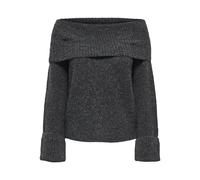 ONLY Onlluna Ls Off Shoulder Pullover KNT Pull, Gris foncé mélangé, L Femme